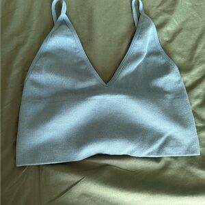 Aerie Light Blue Ribbed Crop Top